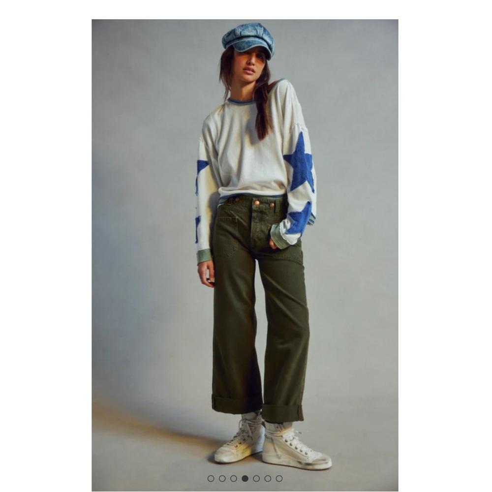 Free People Wide Leg Cuffed Jeans